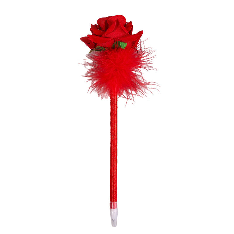 Wholesale Pens Valentine's Day Flocking Rose Plastic Ballpoint Pen